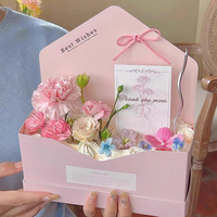 Ensemble d'emballage floral et cadeau portable avec poignée, boîte à fleurs transparente rose/bleue pour la Saint-Valentin, la fête des mères
