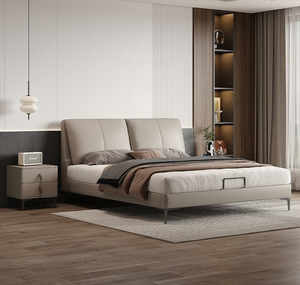 Demi-<span class=keywords><strong>lit</strong></span> en cuir moderne <span class=keywords><strong>de</strong></span> luxe avec coussin en plumes <span class=keywords><strong>de</strong></span> duvet cadre en bois massif et pieds en métal pour ensembles <span class=keywords><strong>de</strong></span> meubles <span class=keywords><strong>de</strong></span> chambre à coucher villa à la maison - Product Image 2