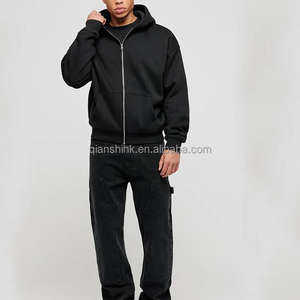 Custom Zip up <b>Bulk</b> Baggy Hoodies for Men Streetwear Oversize 100% Cotton Boxy Cropped Zip up Hoodie Manufacturers - Product Image 5
