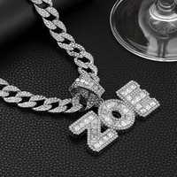 YYN Collier Pendentif Lettre Initiale Personnalisée Nom Capital Chaîne Cubaine Bijoux Hip Hop pour Femmes Hommes