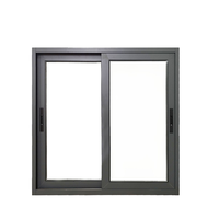 Ventana Corredera de Aluminio de Doble Riel Horizontal Moderna a Precio de Fábrica, Marco Delgado Minimalista, Vidrio Templado, para Villas y Hoteles