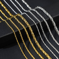 Collier en chaînes torsadées fines et épaisses en acier inoxydable 18k PVD or, résistant à l'eau et inaltérable, pour la fabrication de bijoux DIY - Vente en gros