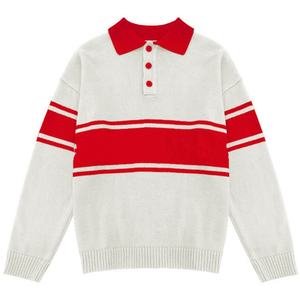 Pull Classique en Tricot 100% Coton pour Homme Manches Longues Rayures Vintage Col Revers pour Chemise Respirant Séchage Rapide Anti-Froissage - Product Image 1