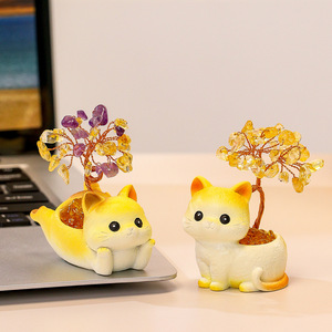 Ornement d'arbre en cristal en forme de chaton mignon, décoration de bureau et cadeau en résine pour la maison et le bureau - Product Image 3