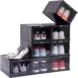 Drop Front Stapelbare Schoenendoos Groothandel Schoenendoos Sneaker Box Transparant Magneten Sneaker Kratten 2021 Acryl Huisdecoratie