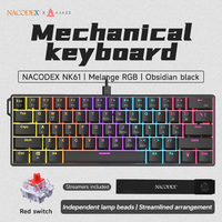 Ajazz NK61 Wired Gaming Keyboard Rainbow Light 60% Mini Portable Computer Compact Gamer Keyboard Red Switch Gaming Keyboard