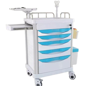 Mobile Nursing Workstation Hospital Emergency Cart ABS Multi Functional Trolley With Lock And <b>Wheels</b> For Adult Use - Product Image 2