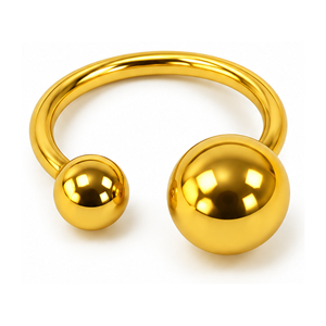 Anillo Alma de Latón Chapado en Oro con Dos Esferas de Diferente Tamaño, Joyería Moderna Unisex para Uso Diario - Product Image 1