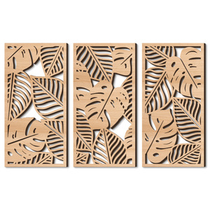 Peinture décorative en bois sculptée en 3D de style bohème avec des plantes abstraites ajourées, une décoration murale haut de gamme. - Product Image 5