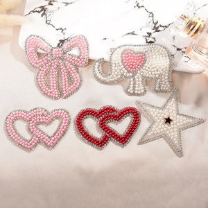 Iron on Pearl Embroidery love Bow Knot Star Patch for Clothing Phone case Decoration - Product Image 1