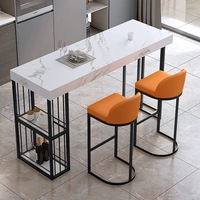 Table de bar de luxe en métal et pierre, pour cuisine ouverte, villa, îlot de cuisine haut de gamme, table simple pour salon, restaurant, ou meuble de séparation