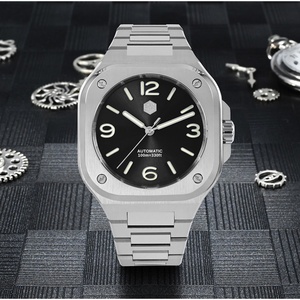 San Martin – montre de Sport classique de luxe pour hommes, boîtier carré distinctif en acier inoxydable, automatique et mécanique, 10 bars, BGW-9, 40mm - Product Image 3