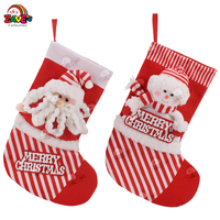 Zaves 19 pouces bas de Noël décorations murales père noël bonhomme de neige peluche poupée paire rouge blanc rayures pour la décoration d'article de vacances