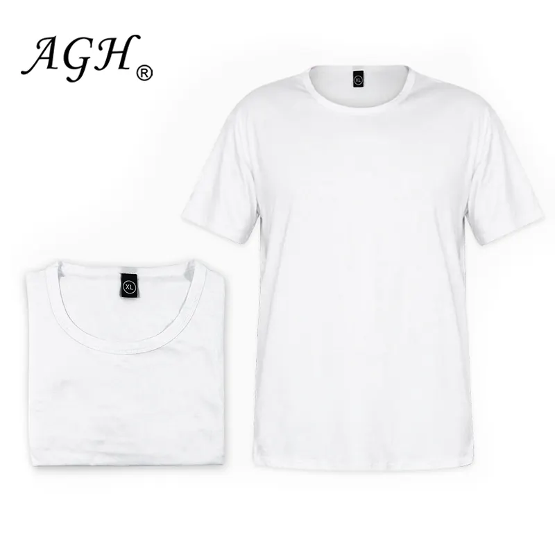 AGH China USA warehouse 100% polyester blank white sublimation t-shirts men women shirts for printing