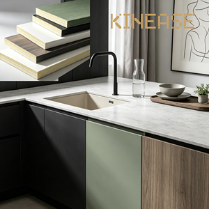Panneau d'armoire en cristal de pierre noire <span class=keywords><strong>graphite</strong></span>, cuisine moderne, naturelle, fonctionnelle et design avec chêne fumé et vert sauge - Product Image 4