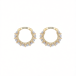 Pendientes Seuaie Star Huggie con Cristales de Circonita y Engaste de Garra, Chapados en Oro de 18K, para Uso Diario, de Lujo para Mujer - Product Image 1