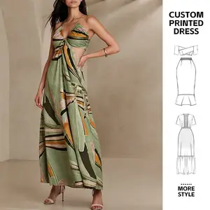 Aschulman Oem Odm 여름 인쇄 맥시 파티 하와이안 섹시한 레이온 드레스 여성용