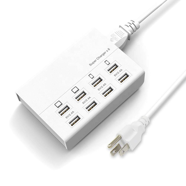 8 Ports Charging Station 50W/10A Charger Multi Port 8USB Charging Hub for Multiple Devices