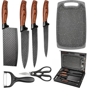 Wholesale 7‑Piece Stainless Steel Kitchen <b>Knife</b> <b>Set</b> kitchen <b>knives</b> with Wood Grain Handle Cutting Board Peeler Scissors - Product Image 1