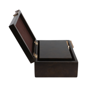 Scatola Decorativa Rettangolare in Ecopelle con Accessori in Alluminio, Moderna Scatola Portaoggetti per Gioielli, Arredo Casa - Product Image 3