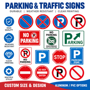 Panneaux <span class=keywords><strong>de</strong></span> signalisation routière circulaires en aluminium robustes sur mesure, <span class=keywords><strong>interdiction</strong></span> <span class=keywords><strong>de</strong></span> stationnement, <span class=keywords><strong>interdiction</strong></span> d'entrée, film réfléchissant, plusieurs tailles, fabricant - Product Image 1