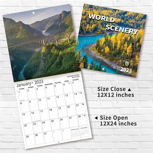 <span class=keywords><strong>Calendario</strong></span> de pared mensual de paisaje del mundo, 14 páginas, <span class=keywords><strong>calendario</strong></span> de impresión, decoración de belleza para el hogar y la Oficina, 2023 - Product Image 1