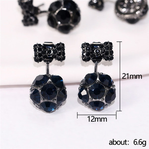 Orecchini a perno neri con fiocco per donna, con cristalli e pendenti, accessori dolci e alla moda per tutti i giorni - Product Image 5