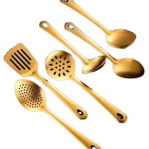 Premium 6-Piece Stainless Steel Lightweight Oven <b>Microwave</b> Safe Heat Resistant Kitchen Utensil <b>Set</b> Includes Ladle Slotted Pasta - Product Image 1