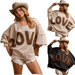 Sudadera con Capucha Corta Informal para Mujer, para el Día de San Valentín, con Forro, Otoño, Letra LOVE Bordada en 3D, Transpirable, Ecológica, de Secado Rápido - Product Image 1