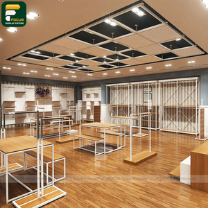 Modern Clothing Boutique Garment Rack Display Cabinet Wall Panel <b>Reception</b> <b>Counter</b> Lighting Showcase Unit - Product Image 1