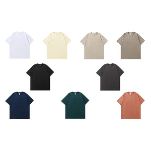 Men's 260G Pure Cotton T-<b>Shirt</b> Solid Color Loose Fit Round Neck Casual Wear L XL 2XL <b>3XL</b> 4XL 5XL 6XL - Product Image 3