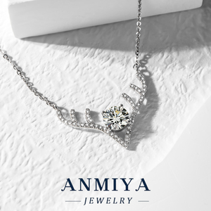 Collier en argent 925 avec pendentif en moissanite en forme de corne de cerf - Bijoux en argent royal pour les femmes qui veulent se sentir <span class=keywords><strong>des</strong></span> <span class=keywords><strong>reines</strong></span> - Product Image 4