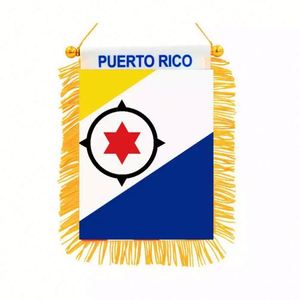 Drapeau fanion personnalisé Porto Rico avec logo, technique d'impression numérique pour rétroviseur de voiture et décoration intérieure - Product Image 1