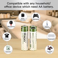 Batterie au lithium rechargeable AA de haute qualité Hixon J1052 modèle 1,5 V 3000 mWh, charge rapide USB type C, certifiée CE, 8 piles
