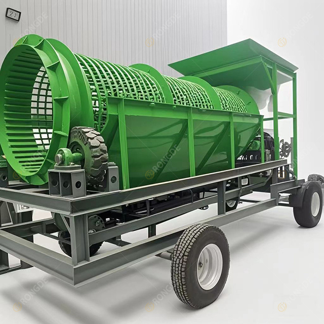 Soil Screener Mobile Compost Drum Screen Small Stone Sieve Machine for Sawdust Wood Chips Refuse