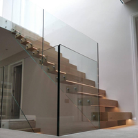 Escalier flottant à poutre invisible en chêne pour intérieur