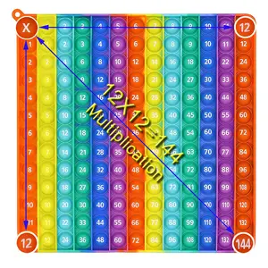 12x 12 multiplicação silicone crianças, aprendizagem números bloco empurrar bolha pop sensorial brinquedos inteligentes multiplicação