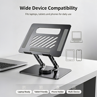 Support Ergonomique Portable, Base Rotative à 360° ° Refroidissement ventilé, hauteur réglable, 17 pouces, ordinateurs et tablettes