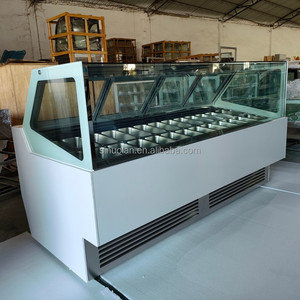 Vitrine Réfrigérée Commerciale pour Gelato et Crème Glacée, 24 Bacs, Dimensions Personnalisables, Refroidissement par Air, Idéale pour Cafés, Boulangeries et Magasins de Détail - Product Image 4