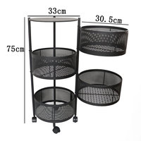 Étagère de rangement de cuisine multi-niveaux 3/4/5 couches, chariot de rangement rotatif pour légumes avec roulettes