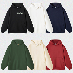 Hot Selling 500GSM 100% Cotton Custom Design Vintage Hoodie Plain Oversized Heavyweight <strong>Button</strong> <strong>Closure</strong> No <strong>String</strong> Hoodies for Men - Product Image 1