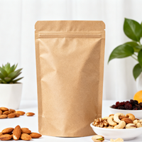 Pochette personnalisable en papier kraft brillant dépoli, à fond plat, avec fermeture éclair et fenêtre transparente, réutilisable, imprimée en héliogravure, qualité alimentaire, résistante à l'humidité