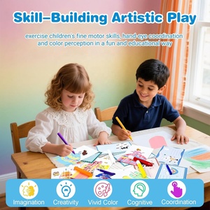 Kit d'art à gratter Magique Arc-en-ciel à presser, Ensemble <span class=keywords><strong>de</strong></span> <span class=keywords><strong>peinture</strong></span> créative avec raclette, Cartes postales DIY, Ensemble d'œuvres d'art en papier à gratter dessinées à la main pour enfants - Product Image 2