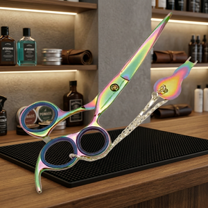Tijeras de Peluquería Profesionales ASAP de 3 Anillos, Ergonómicas, Giratorias, de Acero Inoxidable, para Mano Derecha, con Mango Corto - Product Image 4