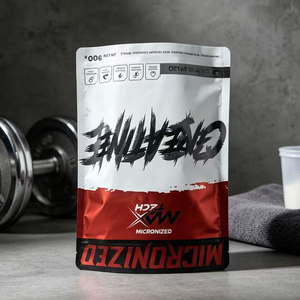 Custom Red Black White Stand Up Zipper Pouch for 300g Creatine Sports Supplement Powder Packaging <b>Bag</b> - Product Image 3