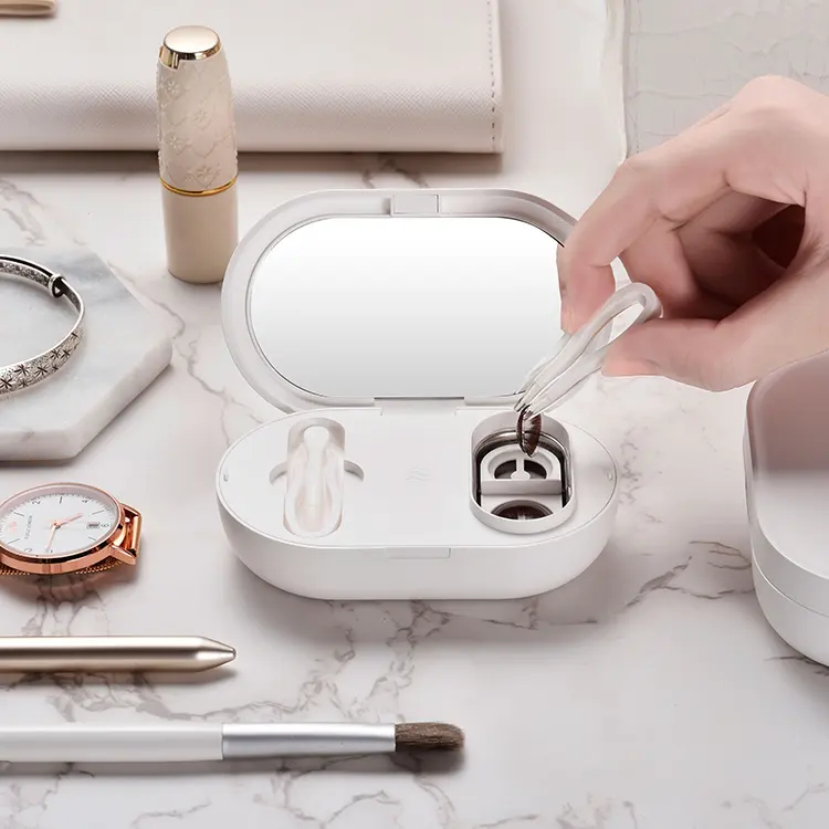 Manyetik kontakt Lens mini ve taşınabilir, beyaz ile eraccleaner USB şarj aleti temizleyici makinesi ultrasonik temizleyici