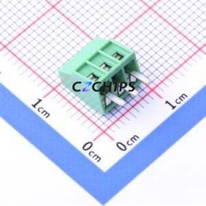 DB125-2.54-3P-GN-S Screw Terminal Block Through hole Component (THT),P=2.54mm Connector 1x3P 2.54mm Through Hole 3P - Product Image 1