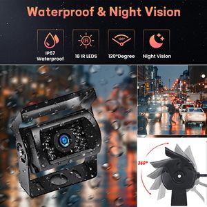 <span class=keywords><strong>Monitor</strong></span> de sistema de cámara de respaldo de camión dual inalámbrico profesional de 7 pulgadas, visión nocturna impermeable, vista delantera y trasera para camiones, vehículos recreativos y furgonetas - Product Image 3