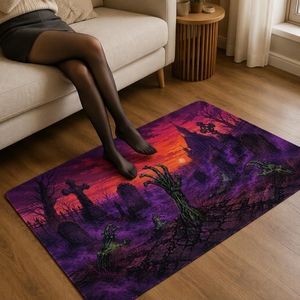 Tapis <span class=keywords><strong>de</strong></span> couloir moderne antidérapant en polyester lavable, motif loup-<span class=keywords><strong>garou</strong></span> et lune hurlante, en faux velours, pour chambre à coucher - Product Image 3