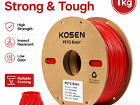 Filamen KOSEN PETG Basic 1.75mm, Filamen Printer 3D Berkekuatan Tinggi untuk Bambu Lab, Merah Cina & Oranye Labu, 1kg
